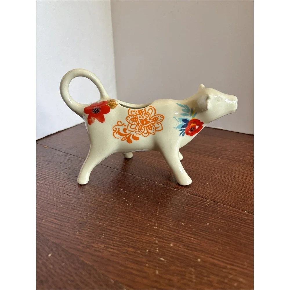 Pioneer Woman Flea Market Floral Cow Creamer Flowers